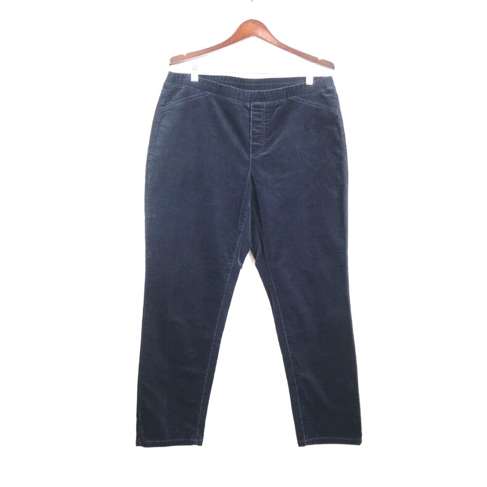 J Jill Size L Corduroy Pull On Pants Skinny Leg Elastic Waist Black